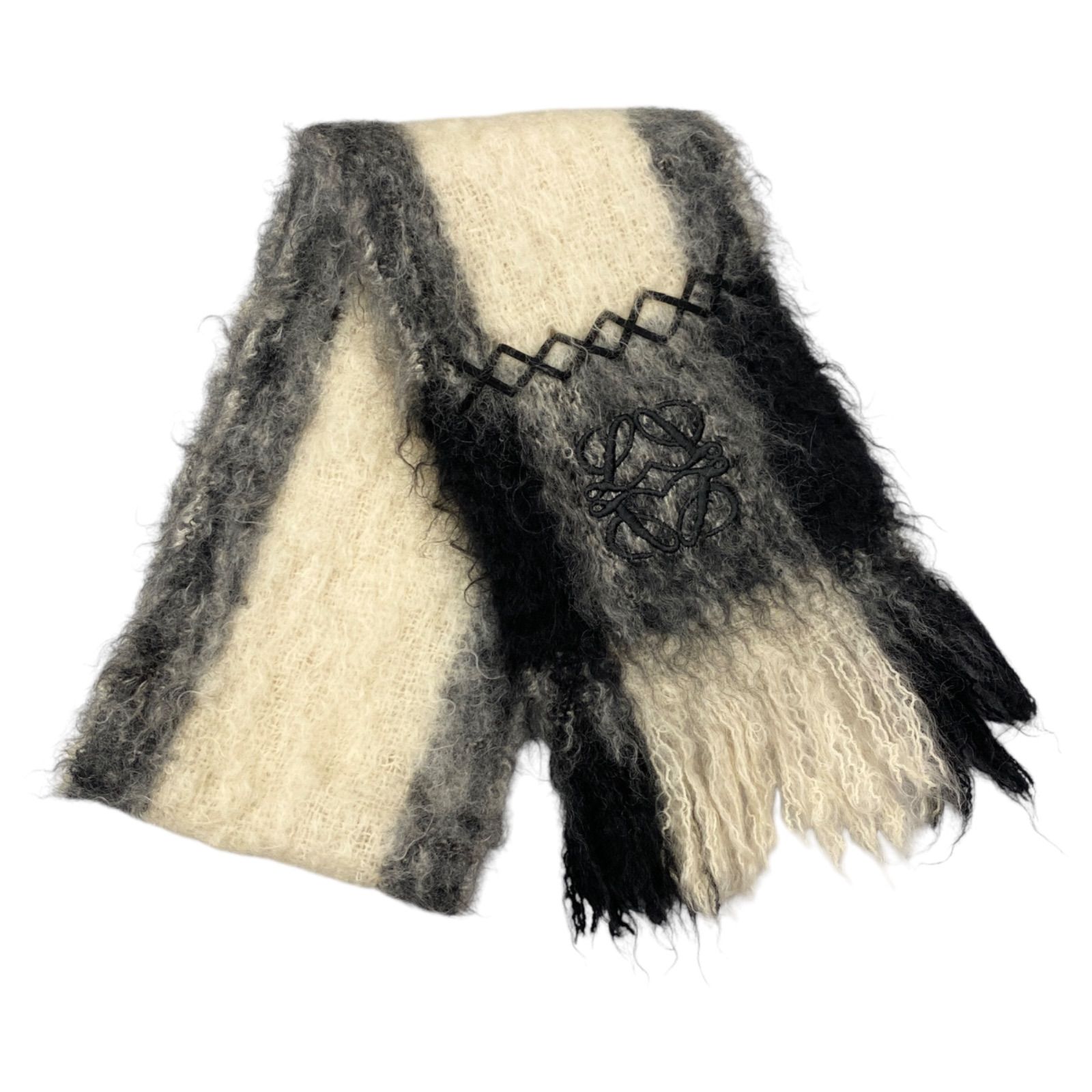 ☆EM1129 LOEWE モヘア ウール アナグラム マフラー - メルカリ