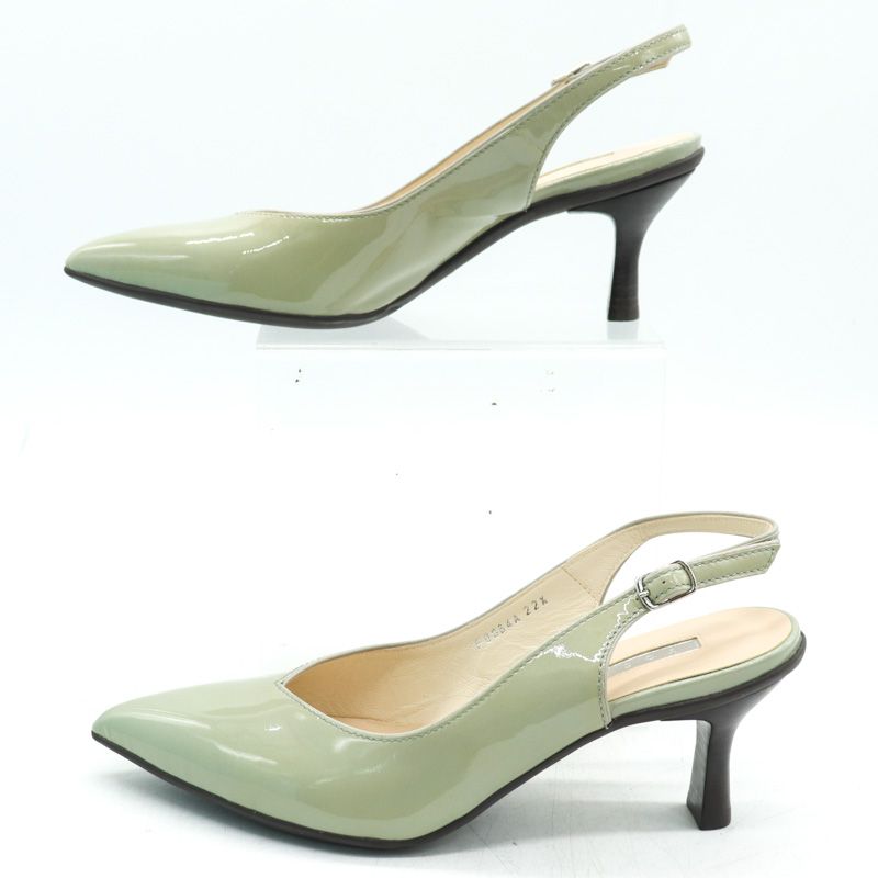 ヨシト パンプス 未使用 エナメル 本革レザー バックストラップ