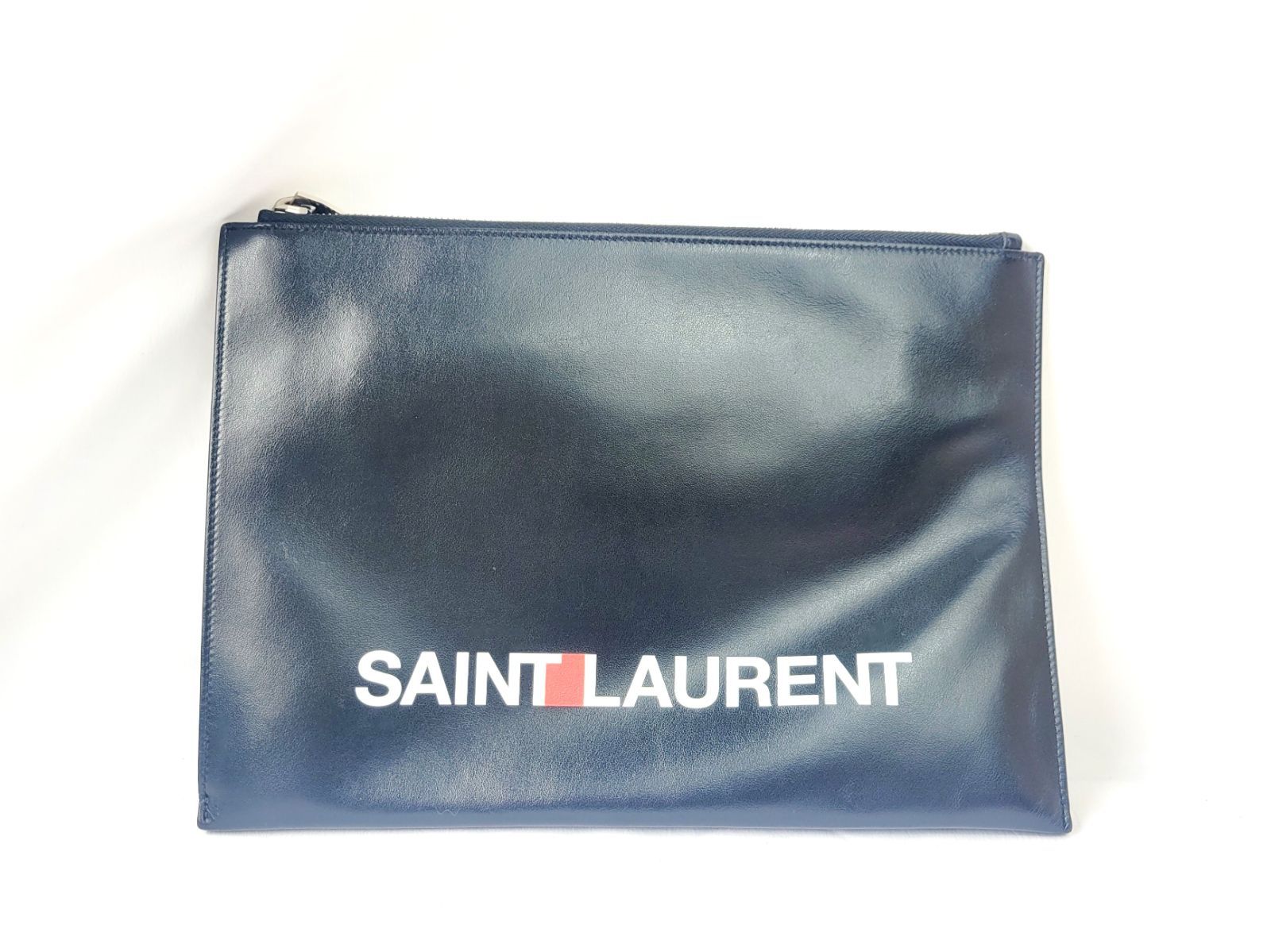 SAINT LAURENT サンローラン ロゴ クラッチバッグ セカンドバッグ レザー ブラック - メルカリ