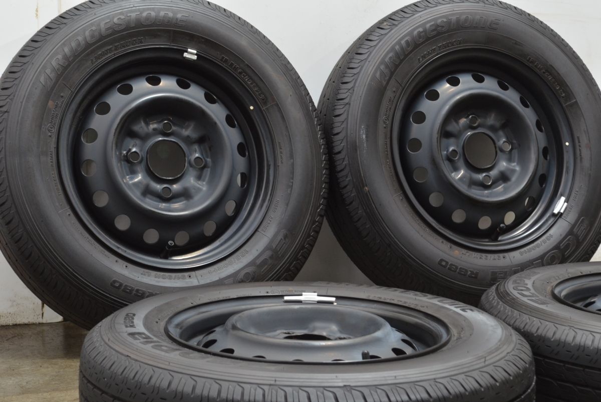 製 新車外し ニッサン NV200 バネット 純正 14in 5J 45 PCD100 ブリヂストン エコピアR680 165 80R14 97 95N LT バリ溝