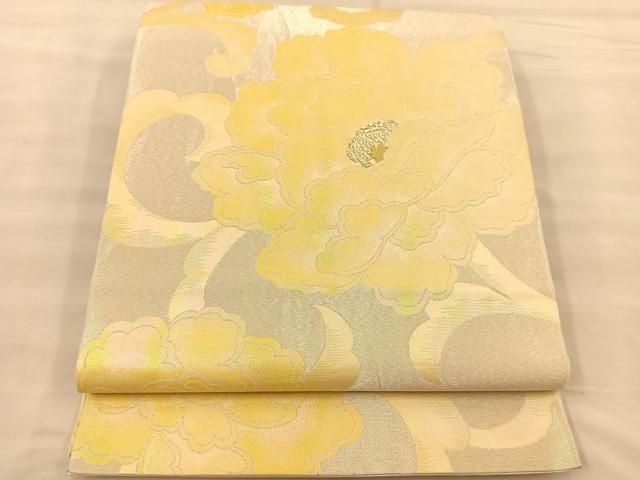 平和屋着物◎六通柄袋帯 牡丹唐草文 金銀糸 正絹 逸品