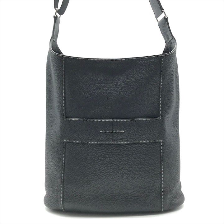 HERMES エルメス グッドニュース レザー トリヨン シカク L 刻印 ショルダー バッグ ブラック ブランド k6743