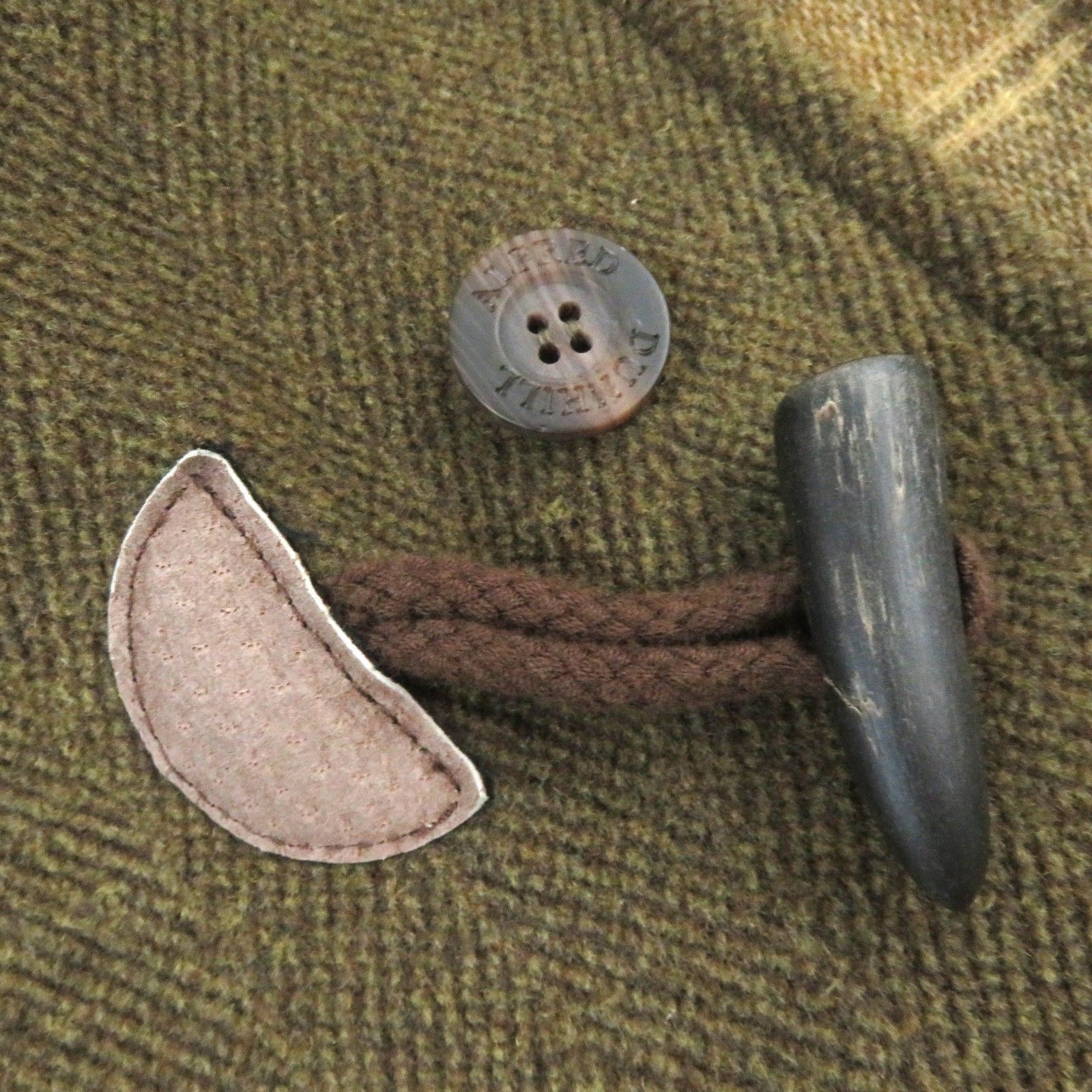 美品]ダンヒルダッフルコートヘリンボーン水牛角トグルラムスキン