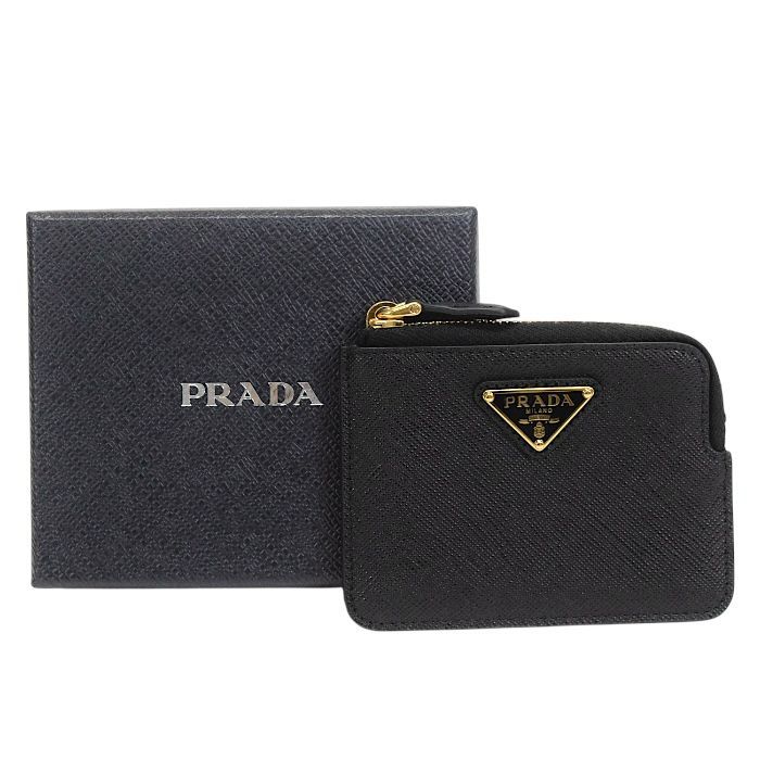 プラダ PRADA コインケース サフィアーノ レザー トライアングル ロゴ 1MB047 コインパース L字ファスナー ミニ財布 ネロ ブラック mbn06003