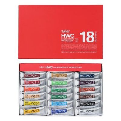 7営業日以内発送 ホルベイン画材 3442 透明水彩絵具 15ml W442 18色セット 沖縄離島販売不可