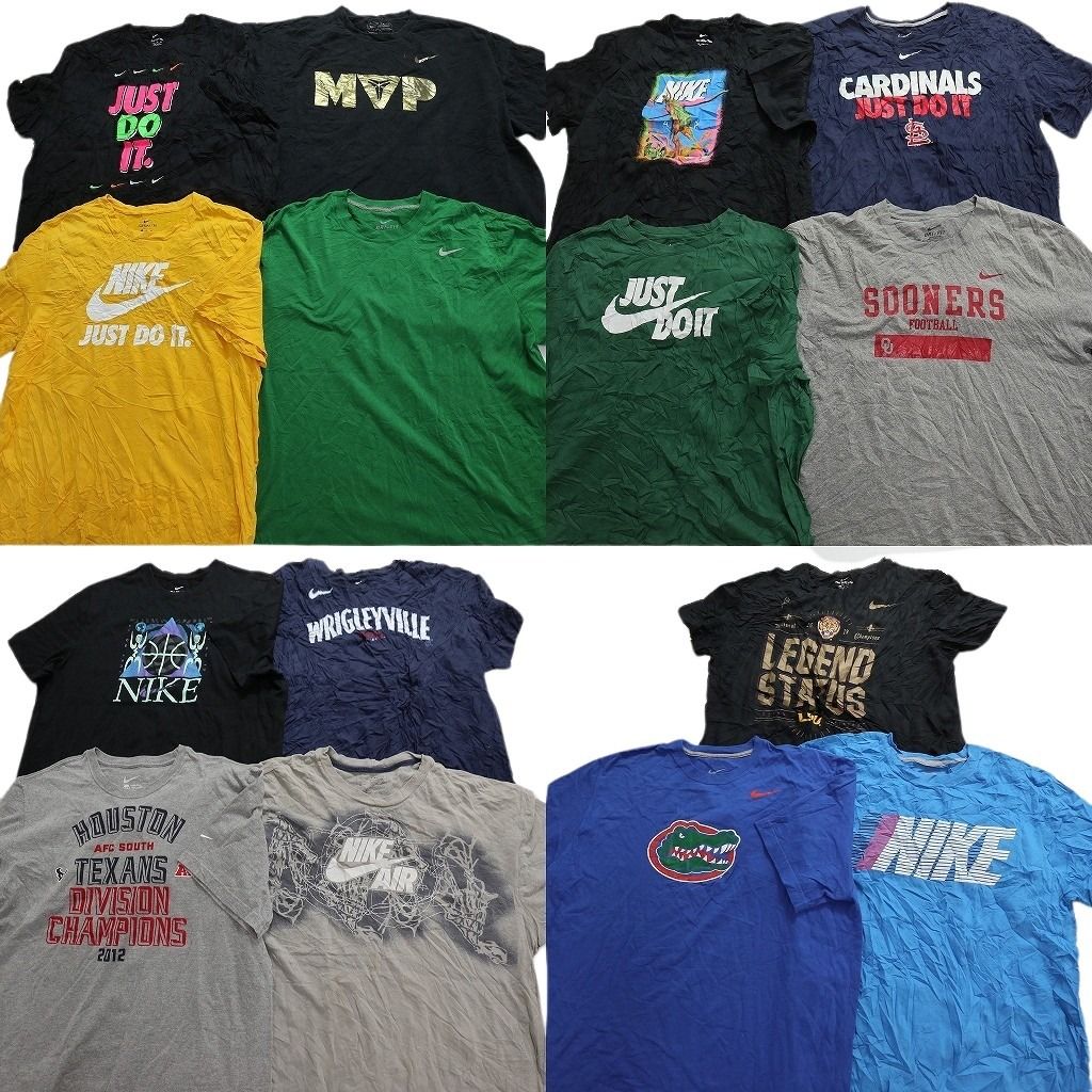 古着卸 まとめ売り ナイキ 半袖Tシャツ 15枚セット (メンズ XL /2XL /3XL ) ワンポイントロゴ カレッジ風 デザイン系 MU7545