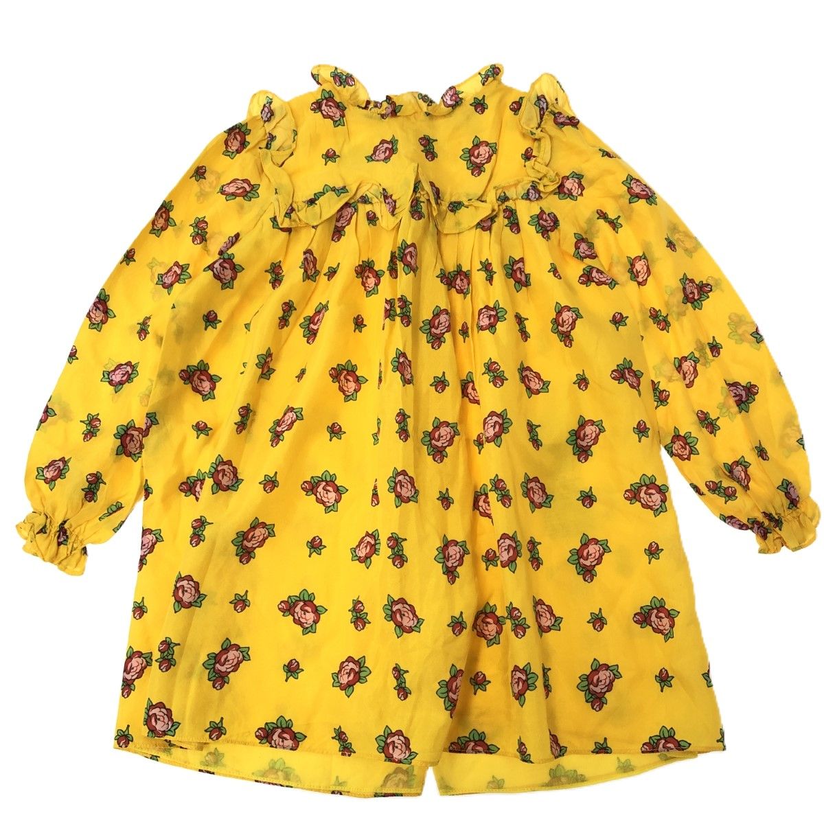 GUCCI グッチ 長袖 花柄 フラワープリントシルク ワンピース サイズ 24ｍ イエロー キッズ 240001100582