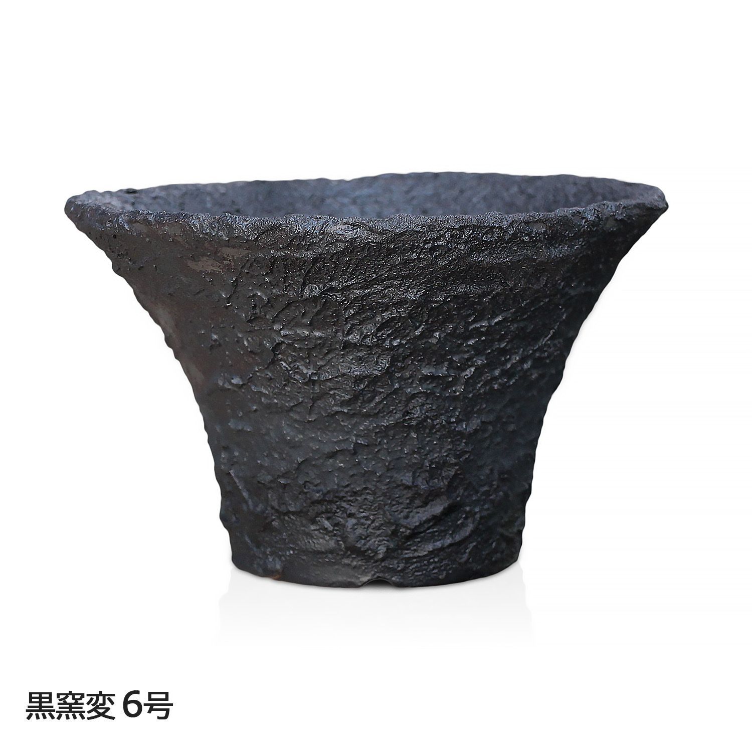 盆栽鉢 6号 ソリ型 黒窯変 信楽焼 山野草 観葉植物 アガベ 塊根