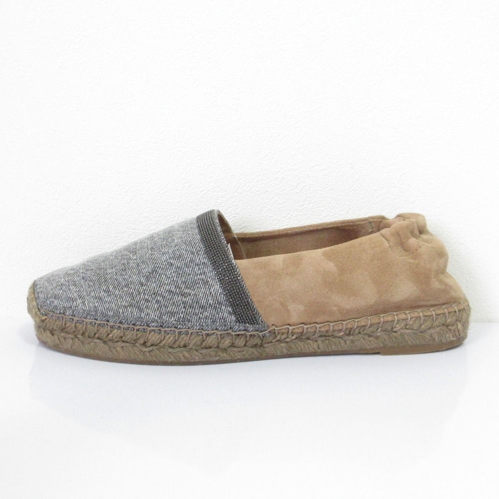 ブルネロクチネリ モニーレ スエード コンビ エスパドリーユ スリッポン スニーカー 35.5 約23 cm グレー レディース 古着