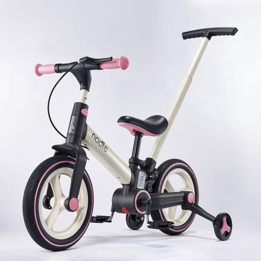 Gorocking自転車子供用12インチ折りたたみ一台五役補助輪-押し棒-スタンド付き3色ワンタッチ組み立て95%完成 ピンク