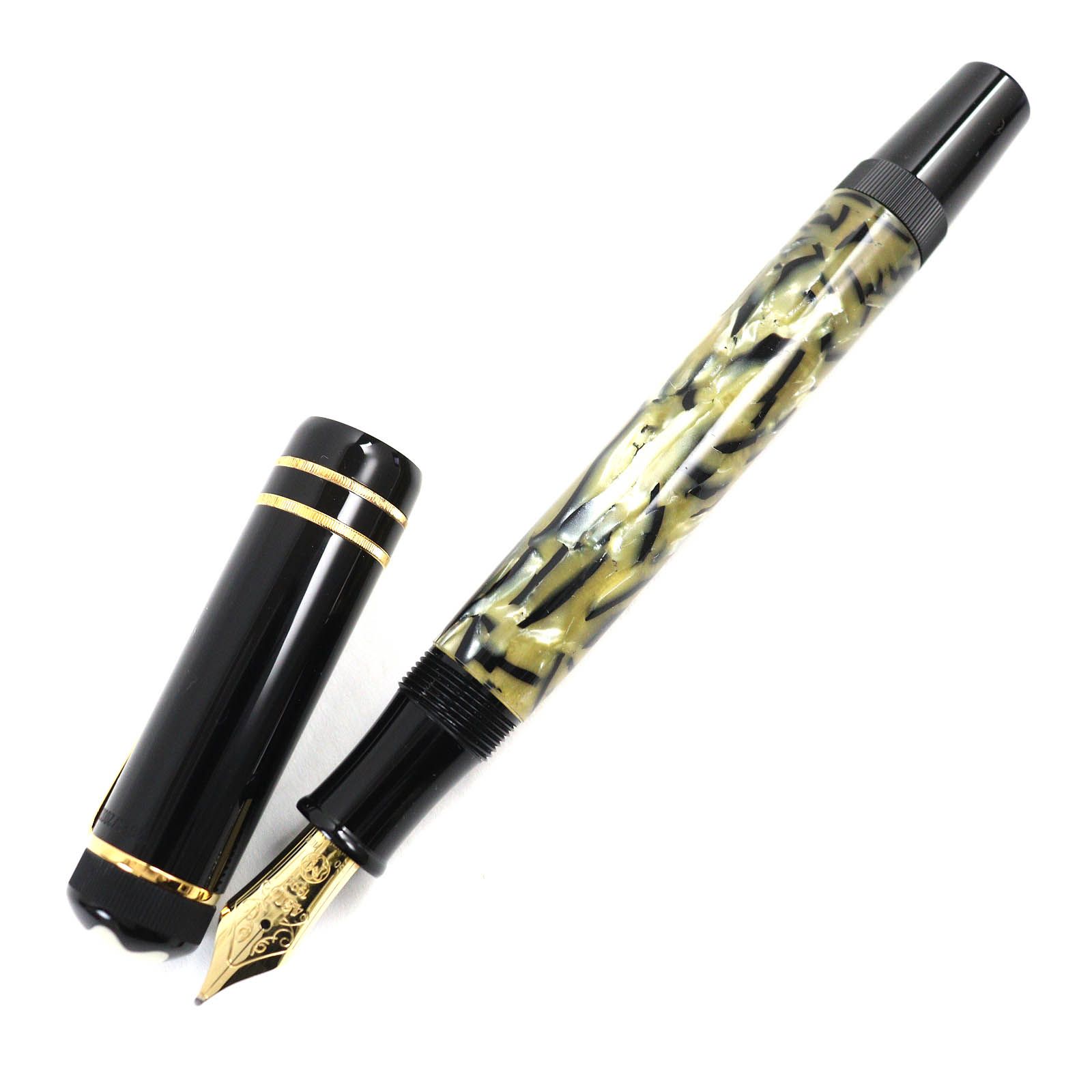 極美品△MONTBLANC モンブラン 作家シリーズ1994 オスカー・ワイルド ペン先18K Mニブ 12828/20000 万年筆 ブラック  ゴールド ベージュ系（マーブル） 箱・ケース付き ドイツ製 メンズ オススメ◎ - メルカリ