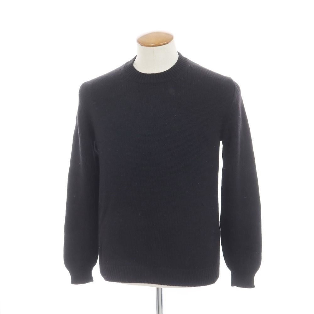 【中古】ロベルトコリーナ ROBERTO COLLINA ミドルゲージウール クルーネックニット ブラック【サイズ48】【メンズ】
