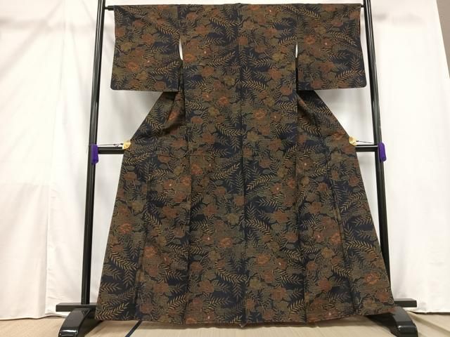 紬 飛び柄(地空き柄) 老舗トールサイズ越後屋謹製 平和屋着物○上質な紬 色無地 似せ紫色 正絹 逸品 未使用 AAAY6585zg