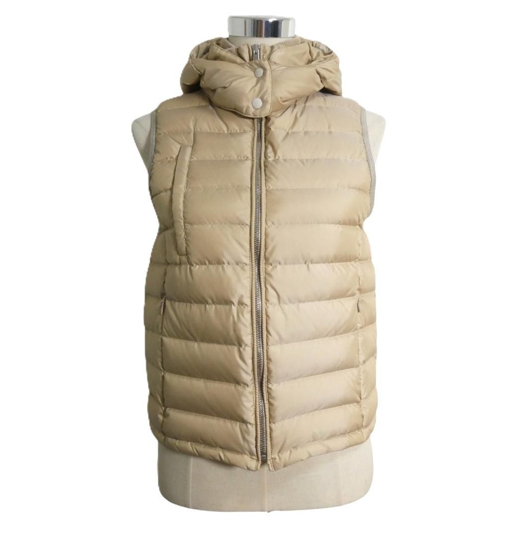 極美品 DOUBLE STANDARD CLOTHING ダブルスタンダードクロージング タフタ ダウンベスト 2WAY フード ストレッチ ベージュ サイズ36 レディース 20,235円