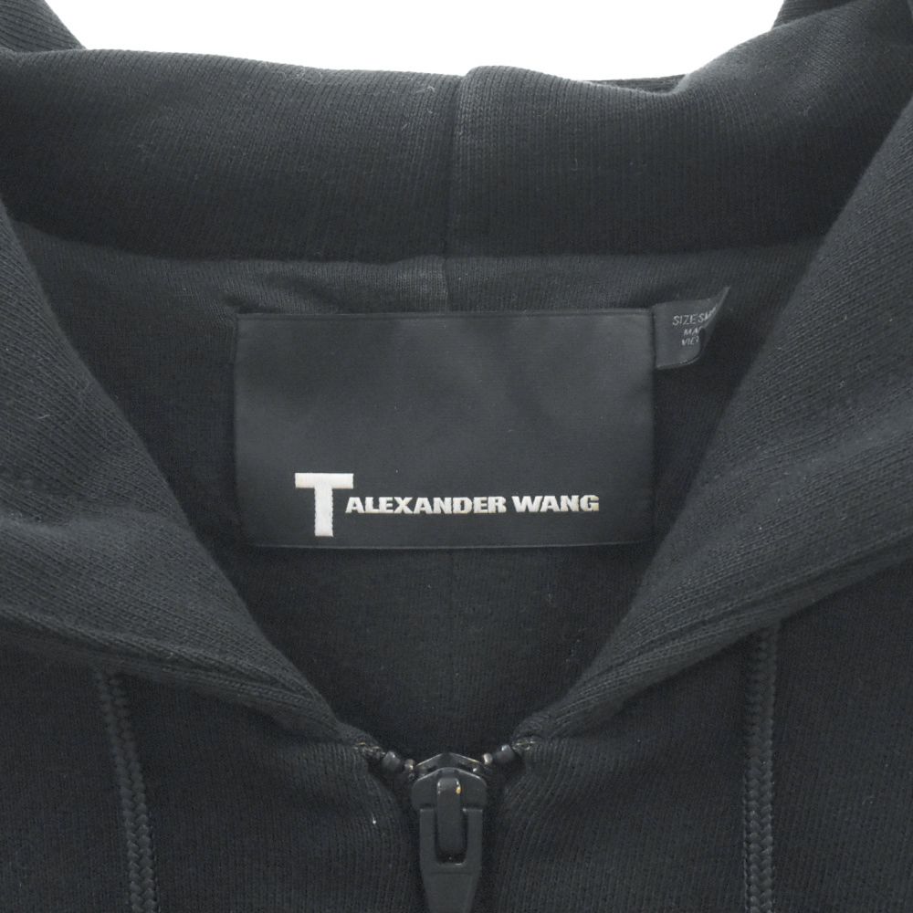 T by ALEXANDER WANG (ティーバイアレキサンダーワン) フィッシュテール ジップアップ フーディープルオーバーパーカー ブラック