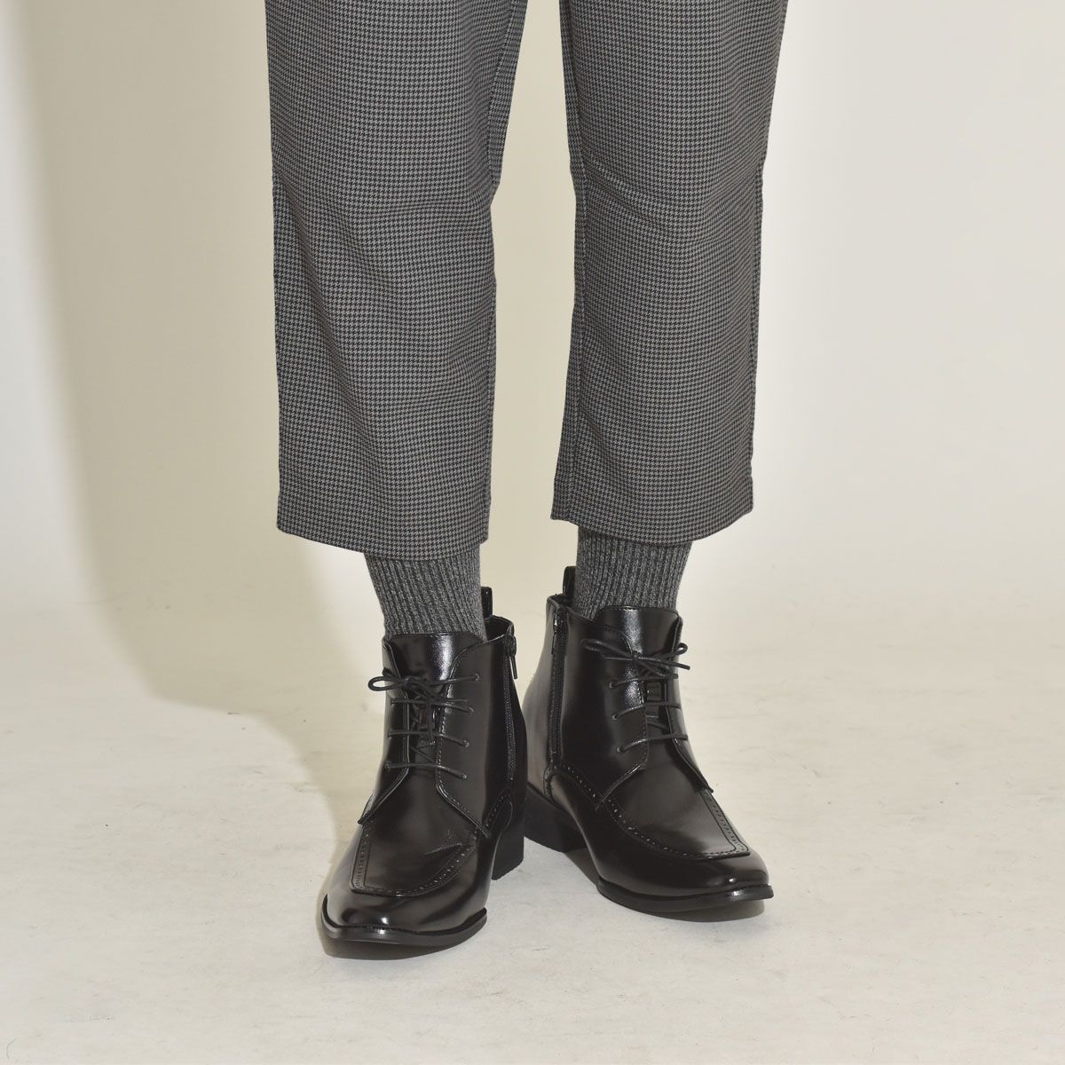 眠夢 コスプレ 男装 シークレット シューズ ブーツ 厚底 22cm 22㎝】 シークレットブーツ レースアップショートブーツ