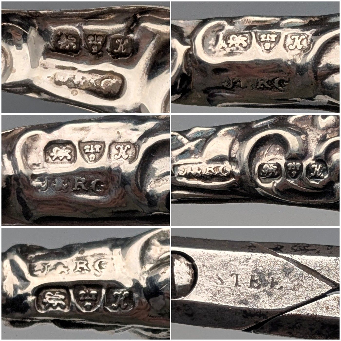 1910年 英国アンティーク 純銀製ハンドル グルーミング5点セット J&R Griffin ケース付 1910年 英国アンティーク 純銀製ハンドル グルーミング5点セット