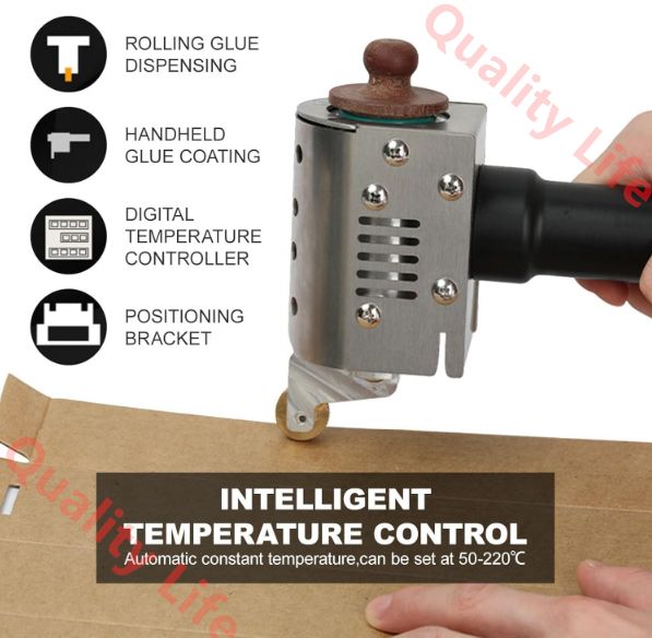 サイズの接着剤ローラー4PC 加熱範囲50-220℃ クラフトおよびボンディングおよび固定プロジェクト用の商用ホットメルト接着剤ローラーマシンを備えたプロのハンドプッシュホットメルト接着剤ディスペンサー 50ml