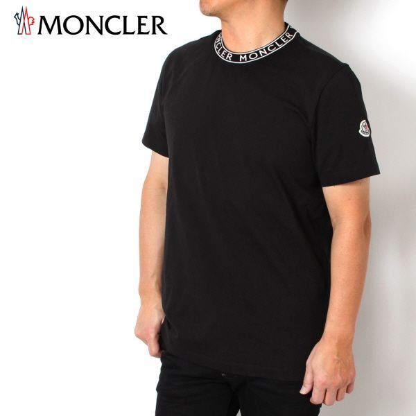 24SSモデル モンクレール MONCLER  メンズ ネックインターシャロゴ Tシャツ【ブラック】 8C00024 8390T 999/【2024SS】m-tops