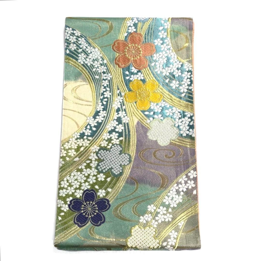 振袖帯 袋帯 桜 流水 観世水 鹿の子 煌びやか 着物 021a d - メルカリ