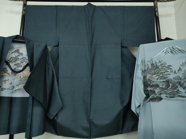 平和屋着物●男性 本場大島紬 アンサンブル 長襦袢セット 100亀甲 総詰め 正絹 DAAS3078ps