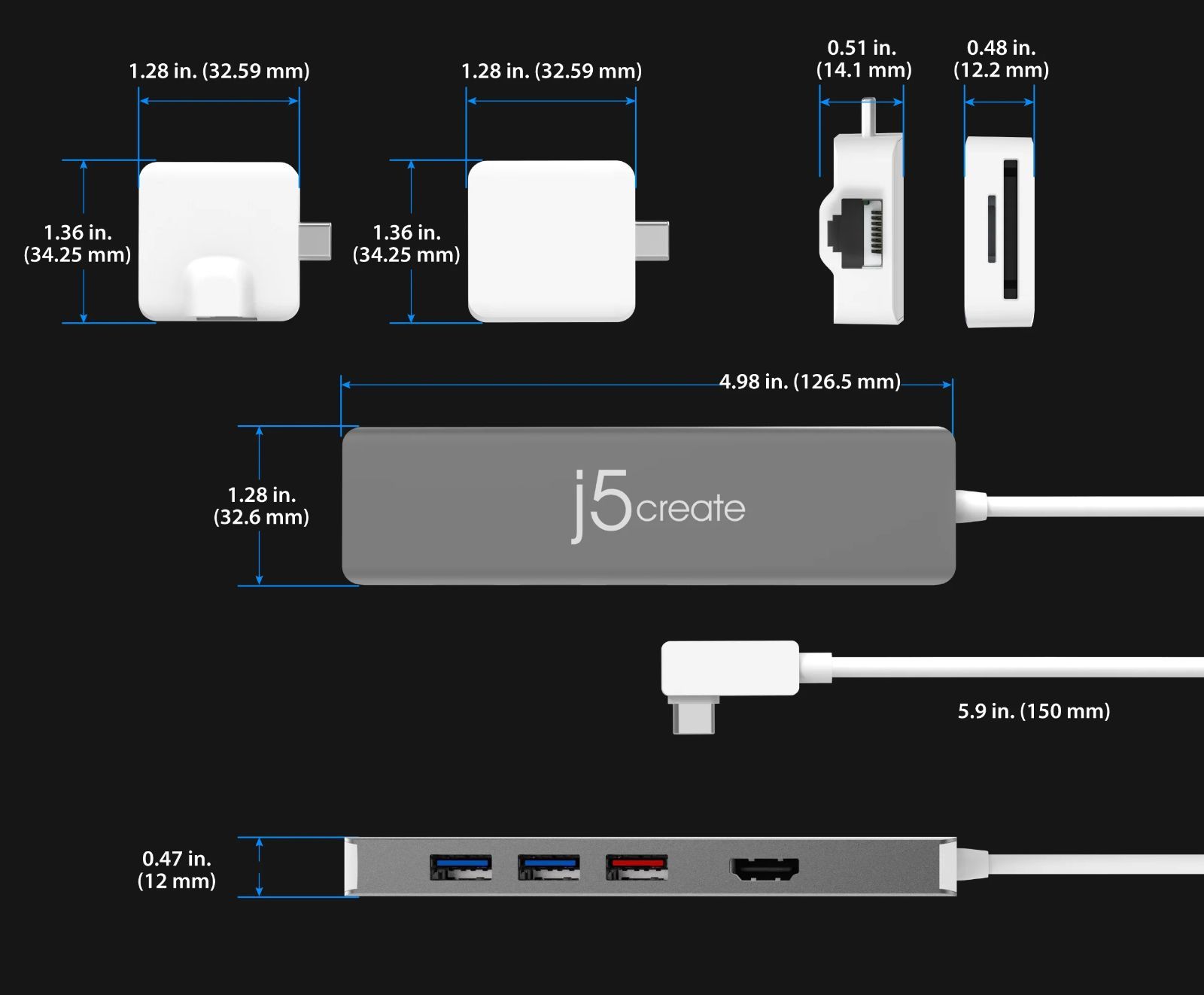 04628】JCD375 USB-C SuperSpeed+ モジュラー式マルチアダプター