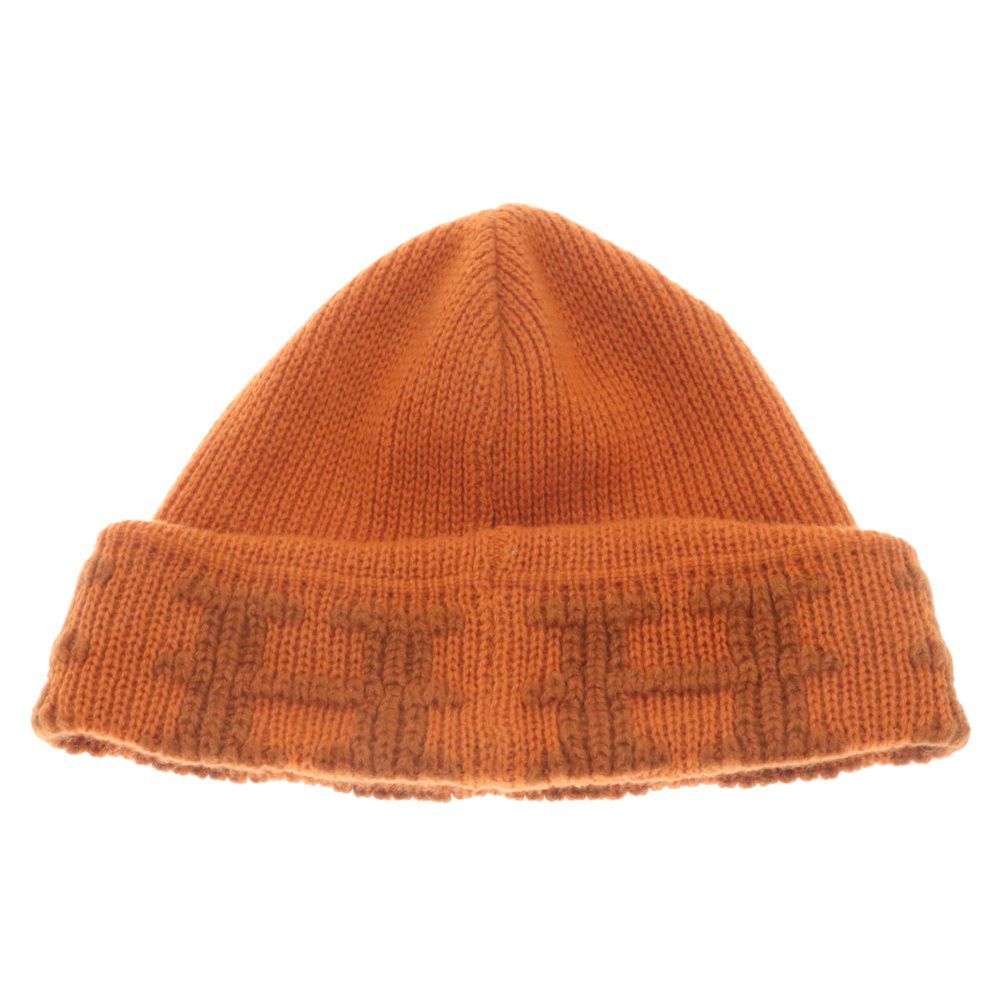 HERMES✾Hロゴ ニット帽 オレンジ HERMES (エルメス) オレンジ Hロゴ カシミヤ ニットキャップ