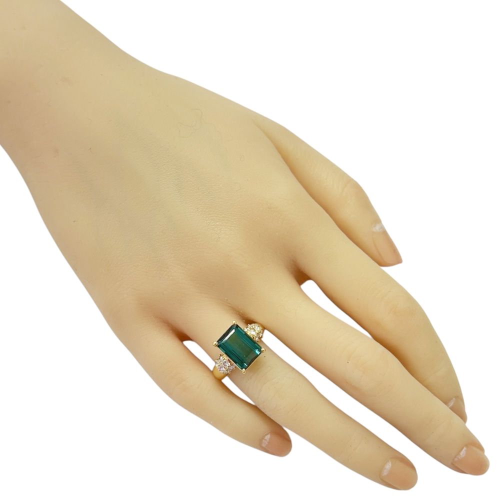 リング 指輪 12号 18金 K18イエローゴールド トルマリン レディース