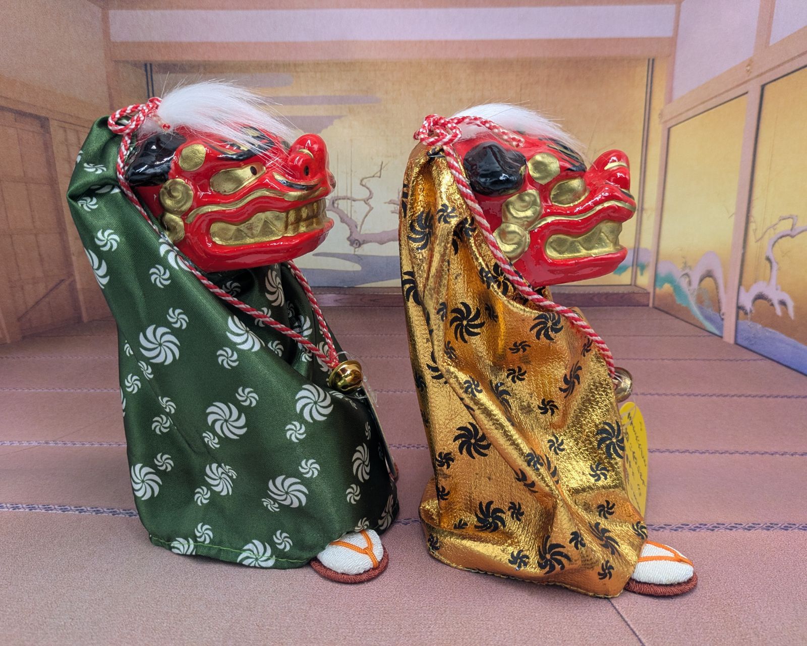 縁起物 踊る獅子舞 獅子舞 グリーン 小 ゴールド 小 2種セット お正月 迎春 ダンシング獅子舞 NEXPOTALLINN_EU