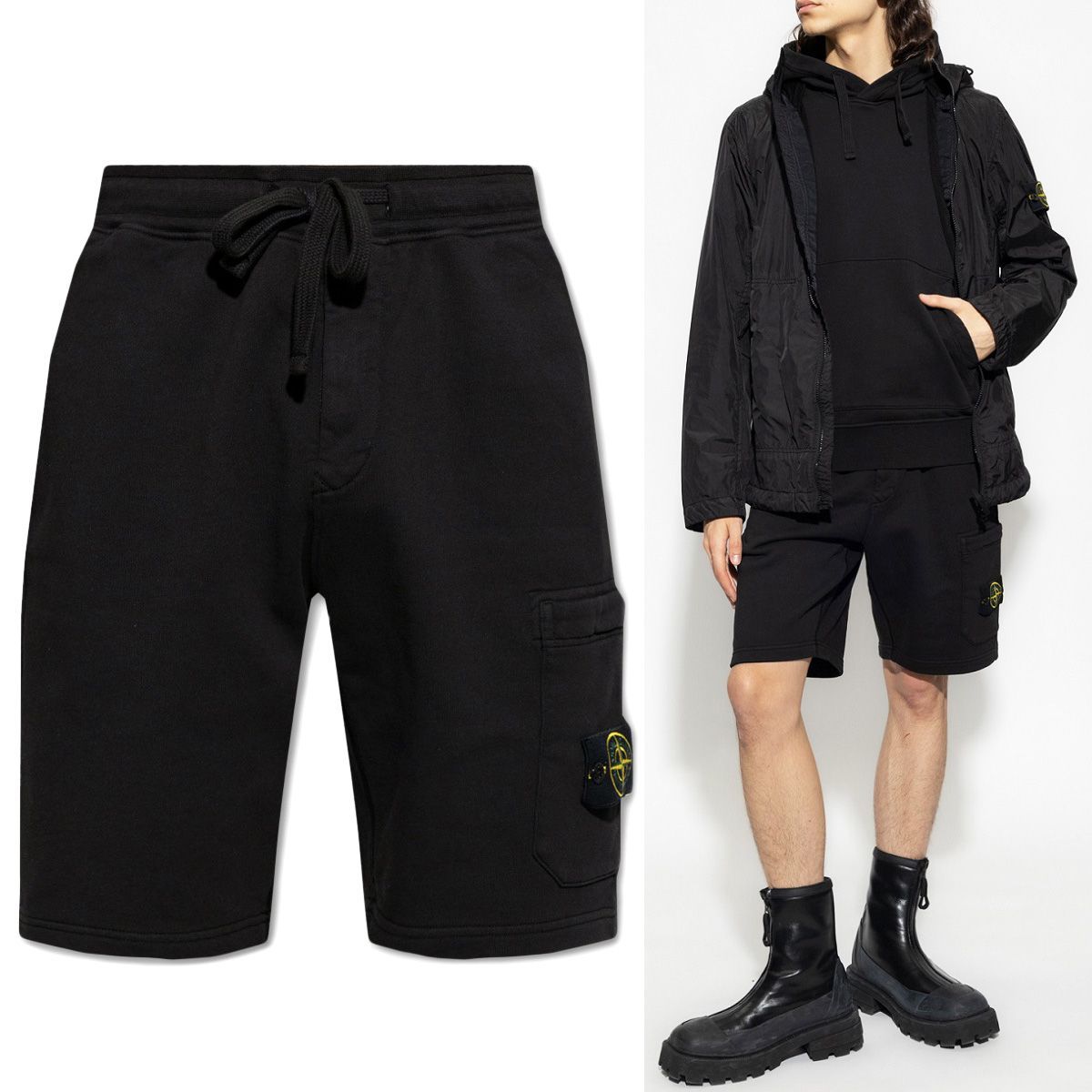 17 STONE ISLAND ストーンアイランド 801564651 A0029 ブラック スウェット ショートパンツ