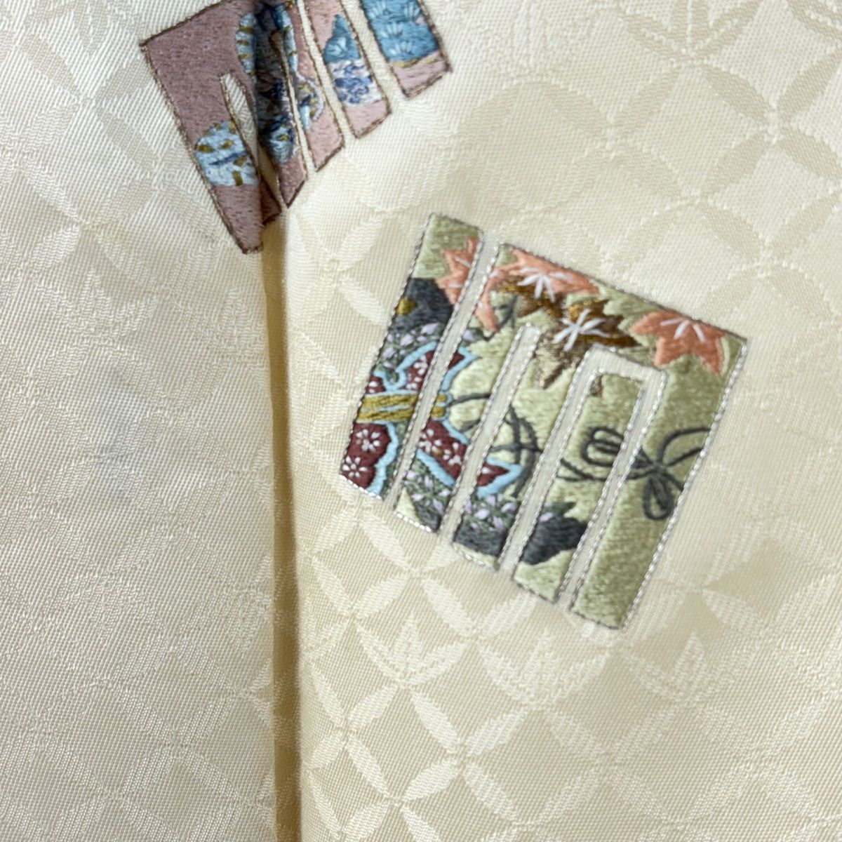 山口美術織物　付下げ　刺繍　セット　正絹 付下げ 身丈166cm 裄丈67cm M 袷 山口美術織物 落款 源氏香 七宝