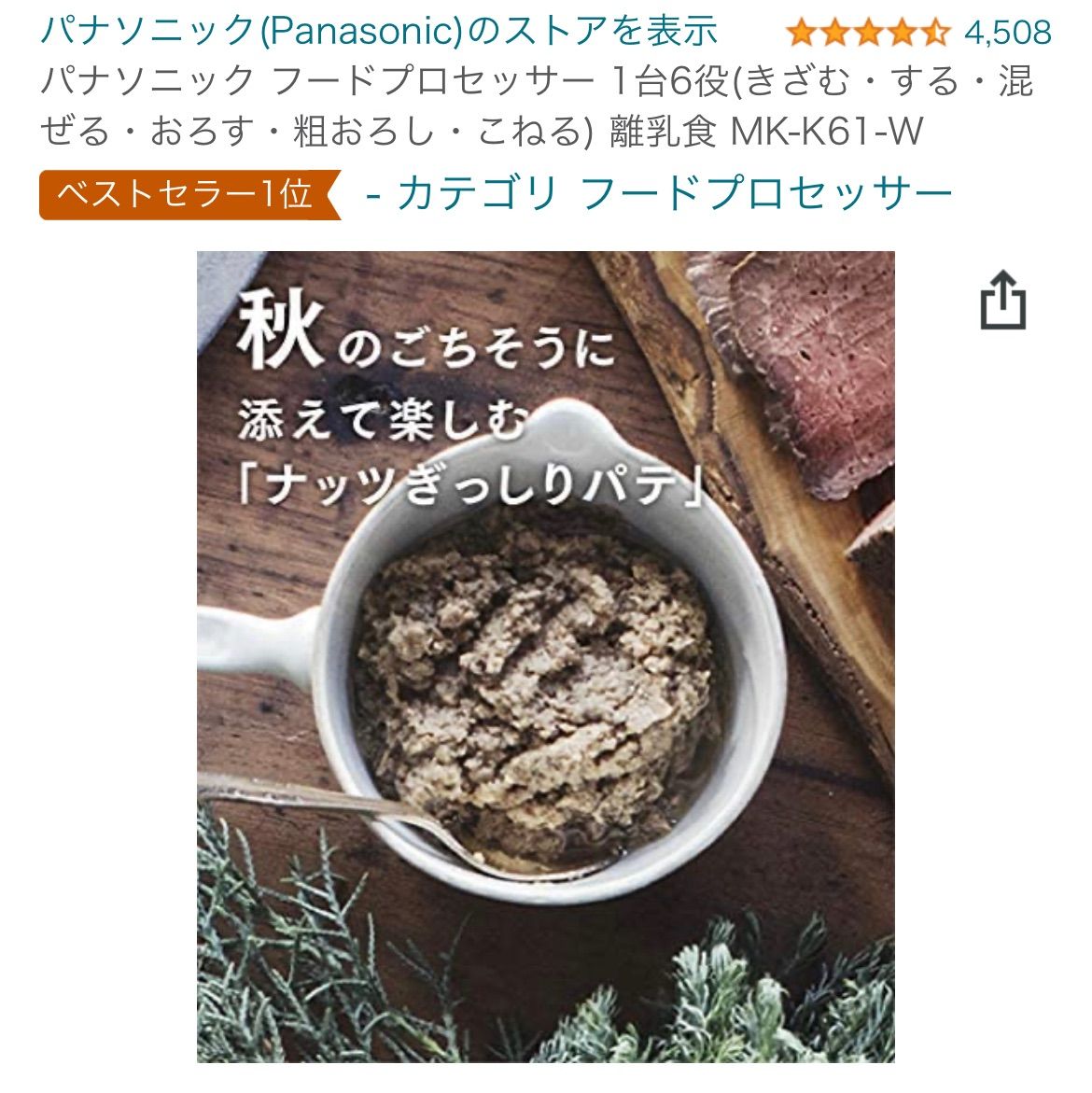 Panasonic フードプロセッサーmk-k61-w☆新品未開封☆ - Y.S SHOP