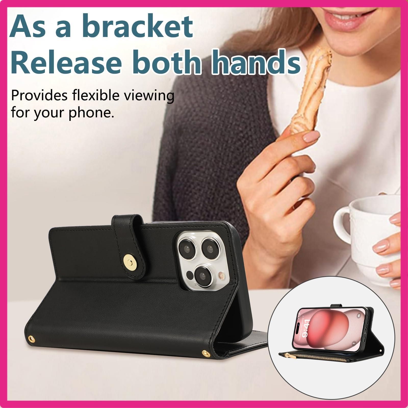 Rosbtib iPhone 16 Pro ケース 手帳型 iPhone16 P iPhone 16 Pro Max_ブラック Rosbtib iPhone 16 Pro Max ケース 手帳型