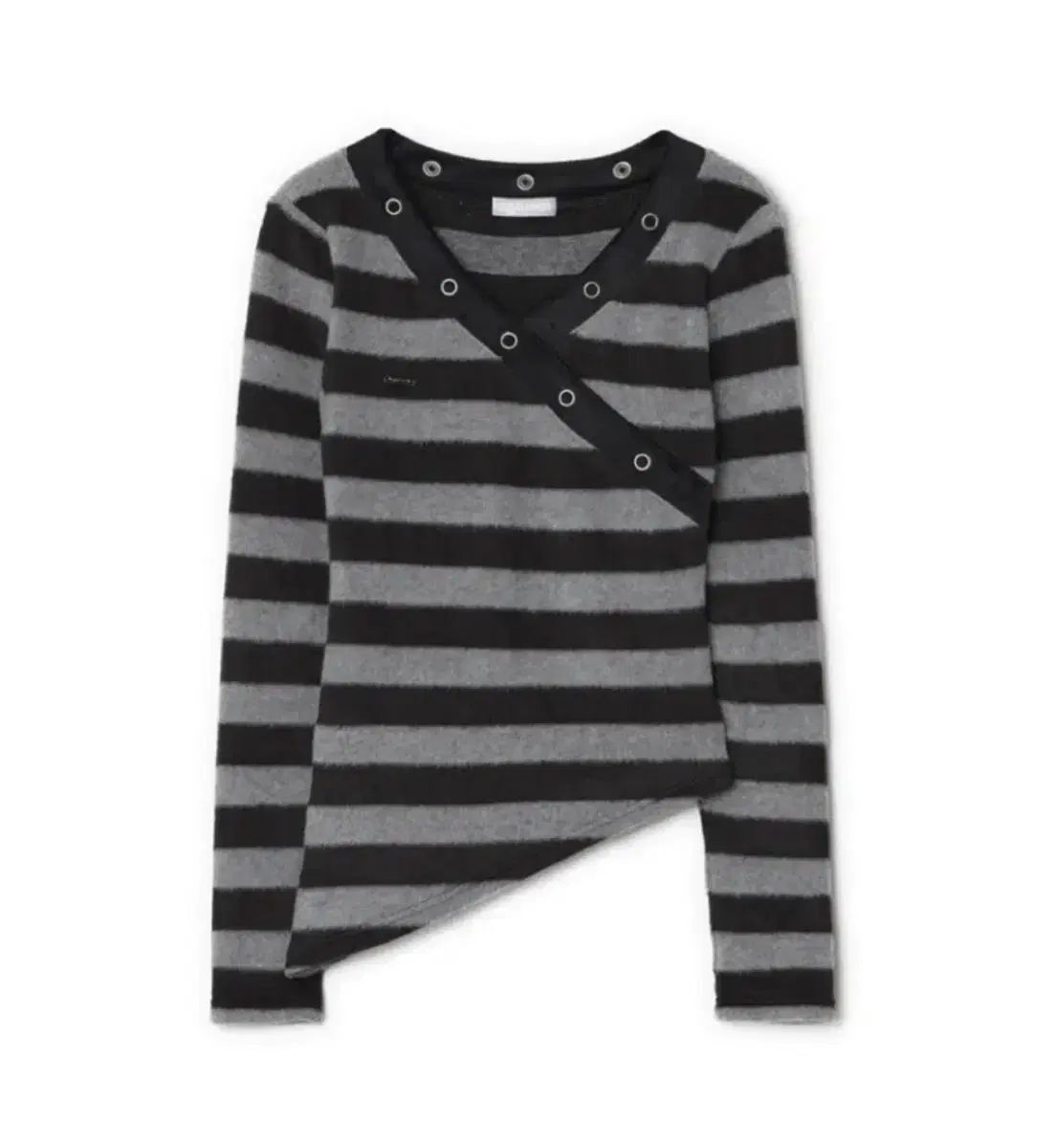 ハグユアースキン ストライプ Vネック ニット トップス グレー ブラック