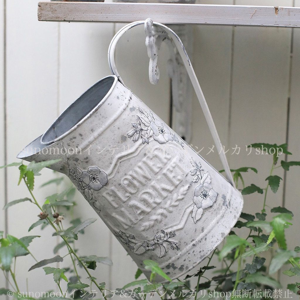 水差し ガーデンインテリア レトロ ホワイト ヴィンテージ調 お洒落 庭の装飾 ジョウロ ガーデン 雑貨 アイアン バードポット じょうろ エレガント おしゃれ ガーデニング インテリア ガーデン雑貨