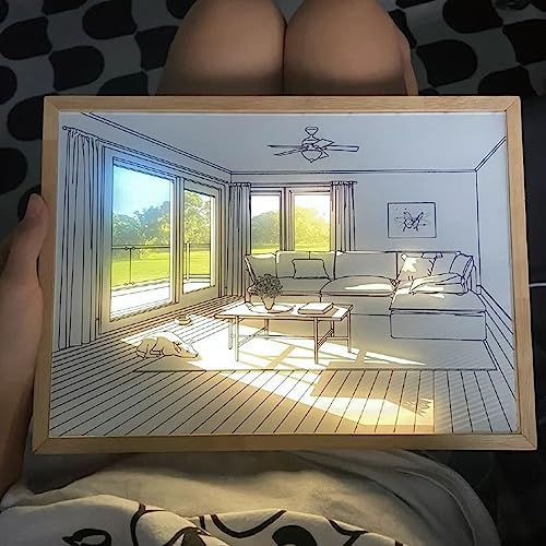 Medium_日向ぼっこする子犬 DAOXIANG 光と影の絵画 ライト 間接照明 おしゃれ ナイトライト ベッドサイドランプ 3色の変化 USB充電式 壁灯 常夜灯 誕生日プレゼント インテリア 置物