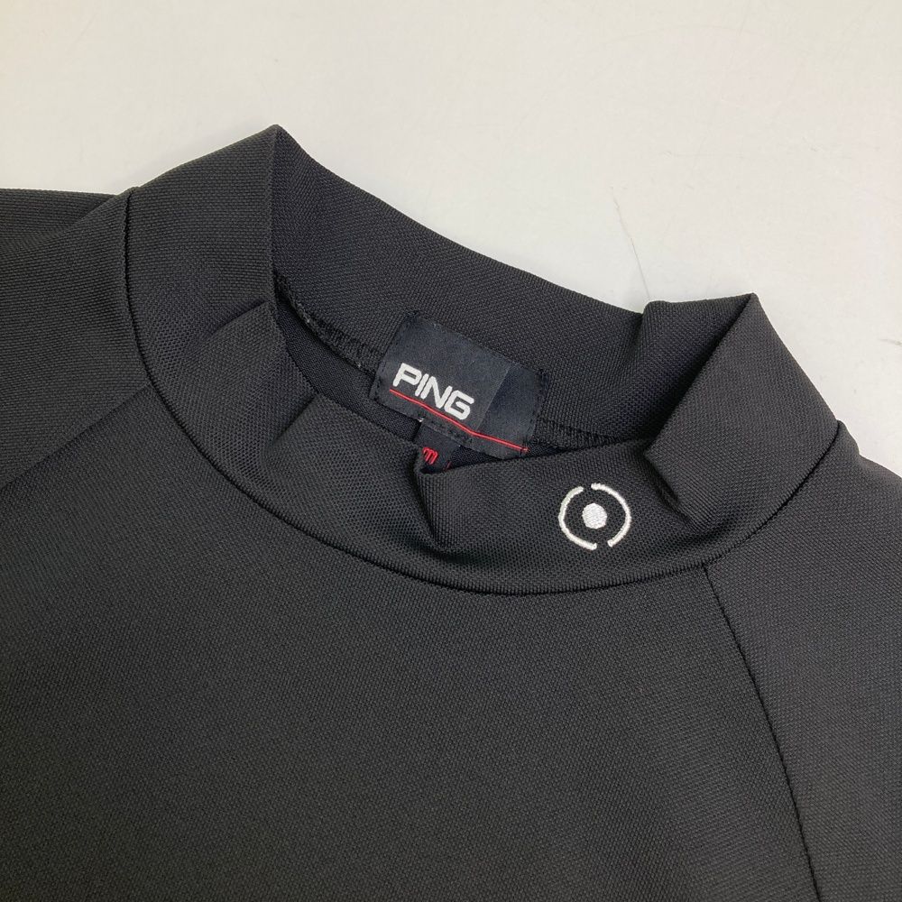 サイズ：M PING ピン  モックネック 半袖Tシャツ  ブラック系 [240101437458] ゴルフウェア メンズ ストスト PING 【即納】2025 ピンゴルフ メンズ プレーティング 天竺 半袖