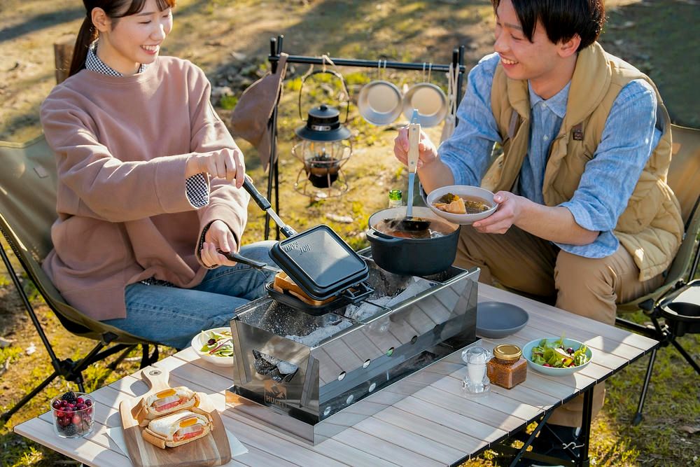 アイリスオーヤマ コンパクトBBQコンロ ステンレス 幅約50.5×奥行約