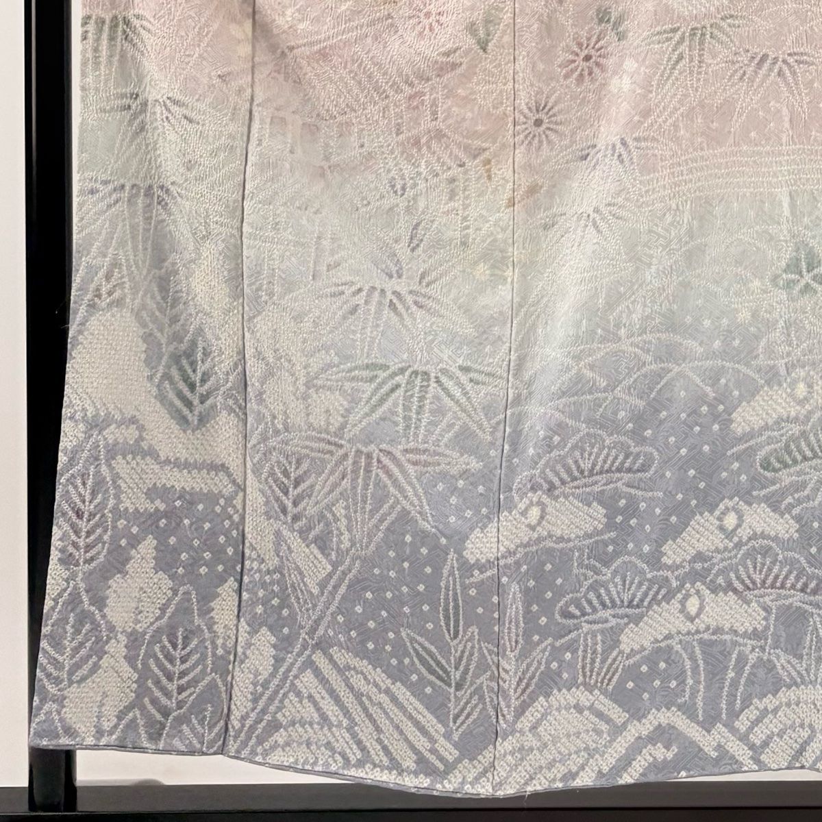 訪問着 身丈155cm 裄丈65cm M 袷 松竹梅 建物 絞り ぼかし 薄小豆 正絹 秀品