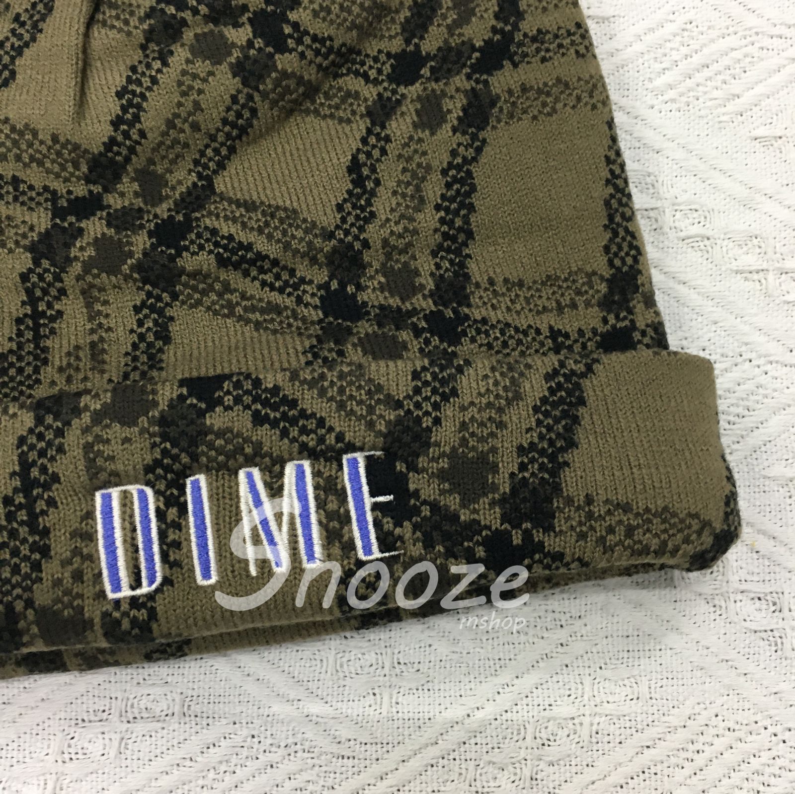 DIME ニット帽ビーニー カーキ Dime ニット帽 格子模様 茶色 ビーニー