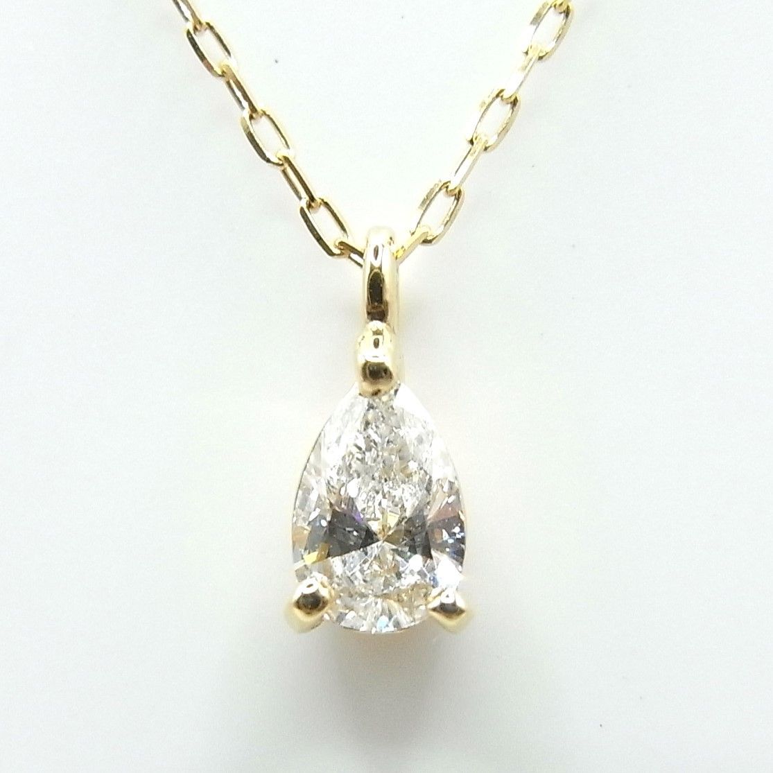 新品：K18イエローゴールド 0.125ct ペアシェイプカット ラボグロウン 
