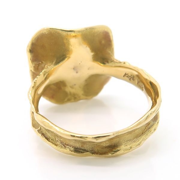 K18 デザインリング　イエローゴールド　11号 岩倉康二 K18 デザインリング 花 彫金 渦 11号 イエローゴールド