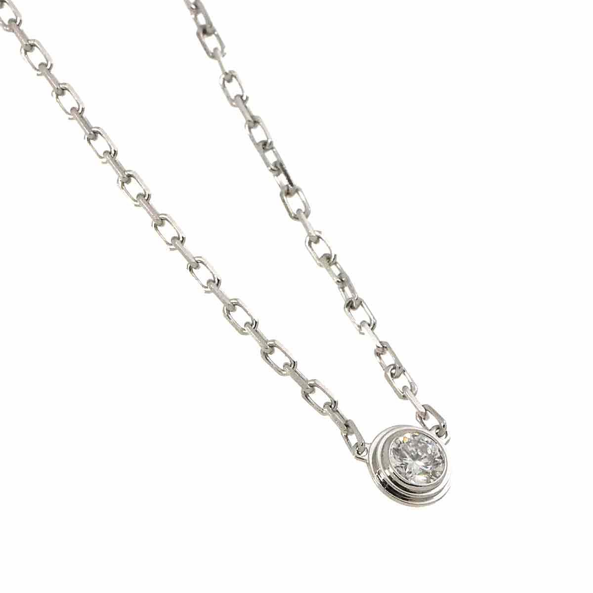 カルティエ Cartier ダムール ダイヤ ネックレス 41cm SM K18 WG 750 ディアマン レジェ d Amour Necklace【証明書】 90247227