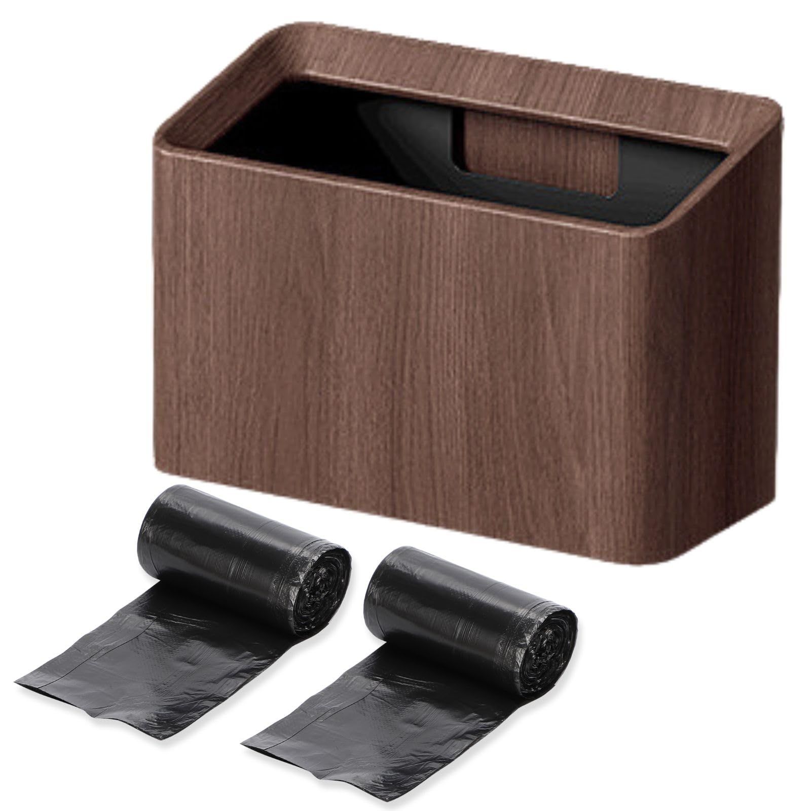 CHASO 卓上ゴミ箱 袋が見えないゴミ箱 ミニごみ箱 小型 小さい ゴミ袋 60枚セット ダークブラウン [ダークブラウン]