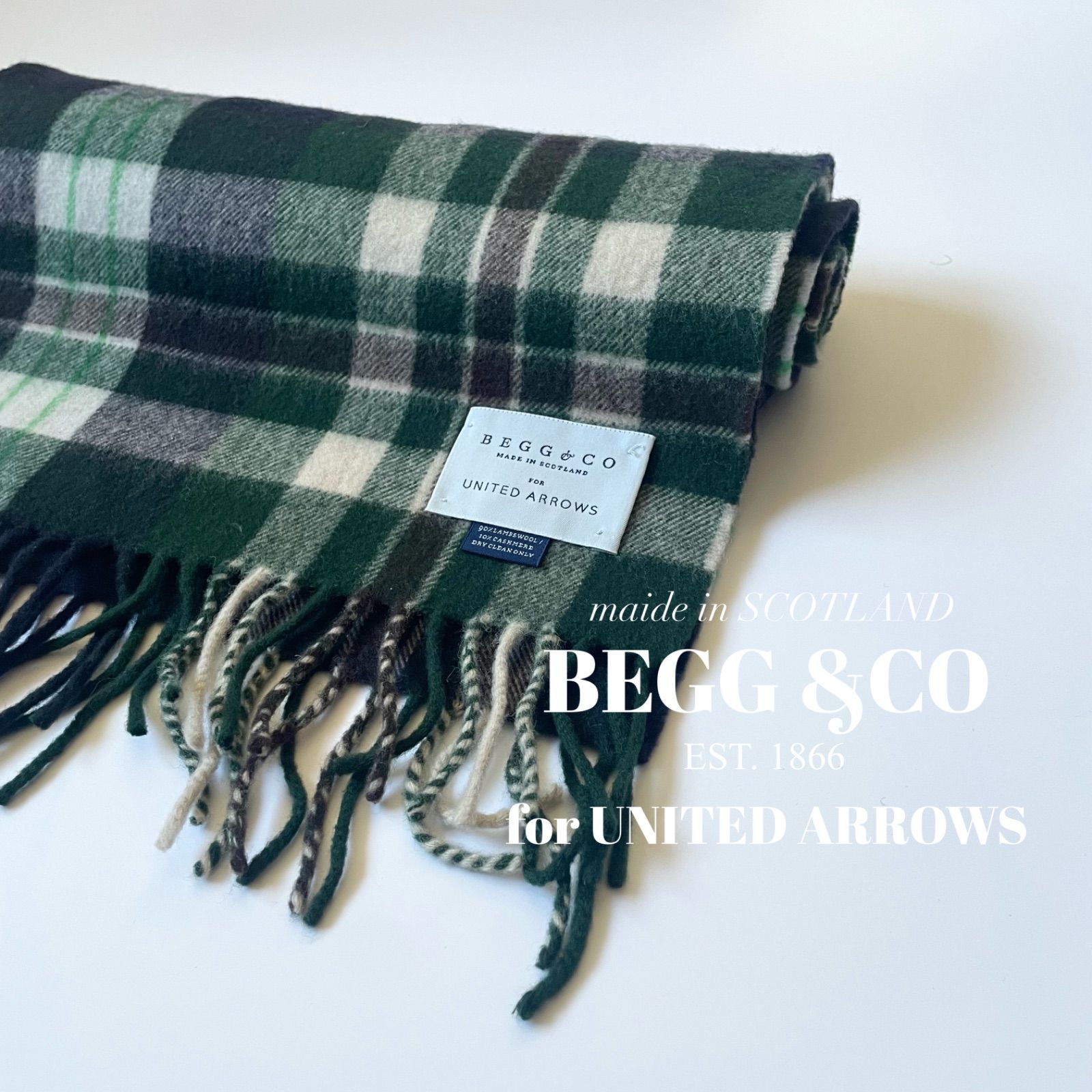 良品】 BEGG&CO / UNITED ARROWS 別注 ウールカシミヤ タータンチェック マフラー - メルカリ