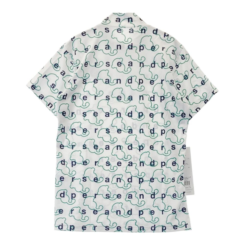 サイズ M AND PER SE アンパスィ モデル モックネック 半袖Tシャツ 総柄 ホワイト系 240101525718 ゴルフウェア レディース ストスト
