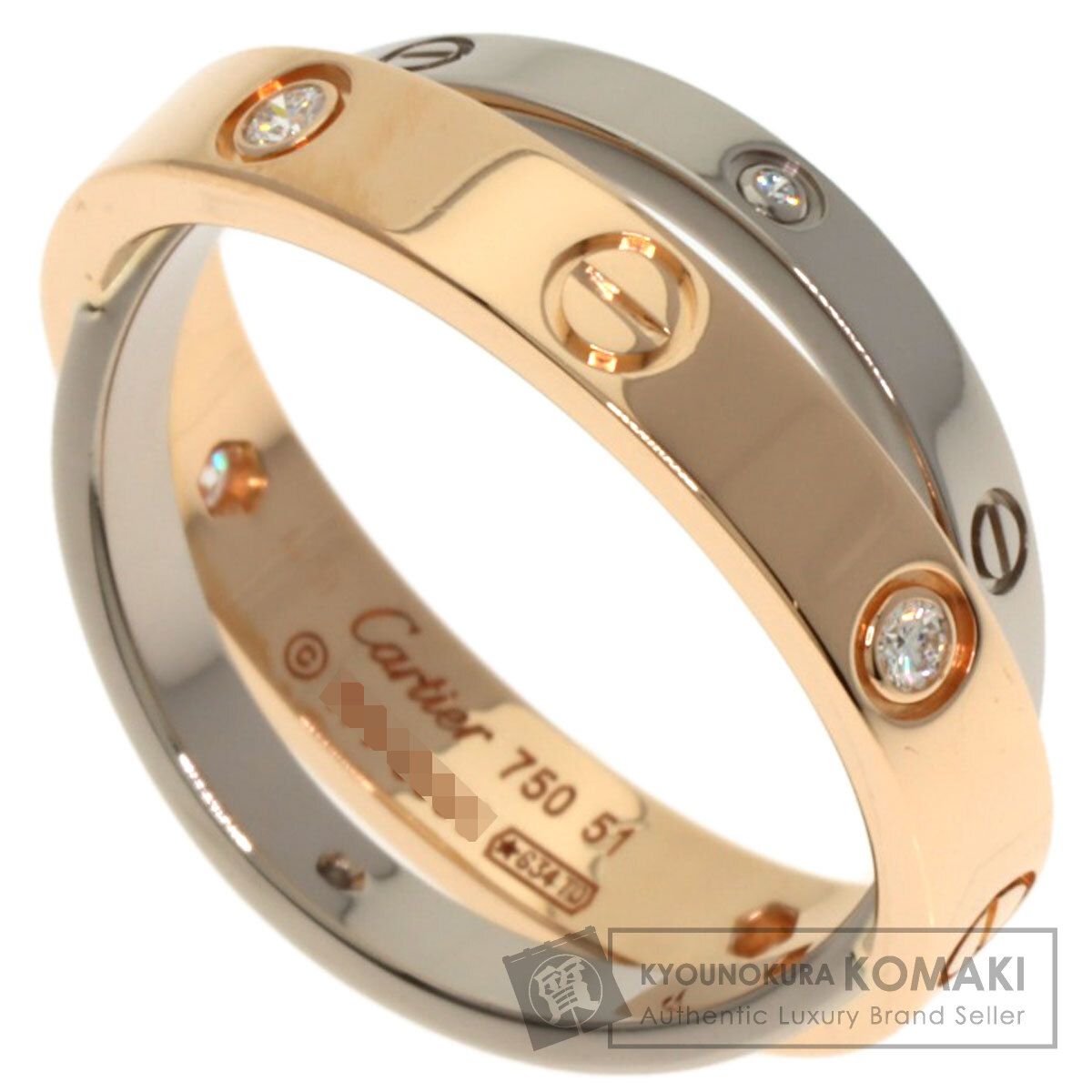 CARTIER カルティエ ビーラブ 6P ダイヤモンド 51 リング 指輪 K18PG K18WG レディース