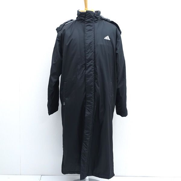 adidas / アディダス ◇ベンチコート/中綿/フード付き/ブラック