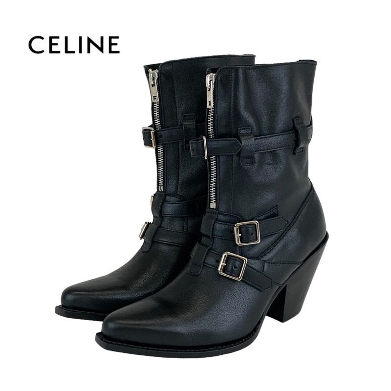 CELINE セリーヌ レザー ショートブーツ ブーティー 35.5 23cm | www ...