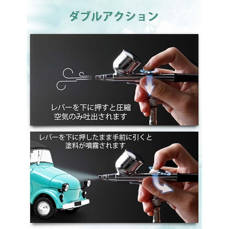 Oasser エアブラシ セット ミニコンプレッサー ダブルアクション 無